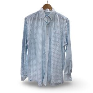 Southern Tide Men’s Plaid Casual Button Down Shirt White Blue Green Size Medium